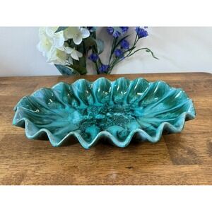 Vintage Blue Mountain Pottery Ruffled Edge Dish Canadian Art Pottery Retro Decor